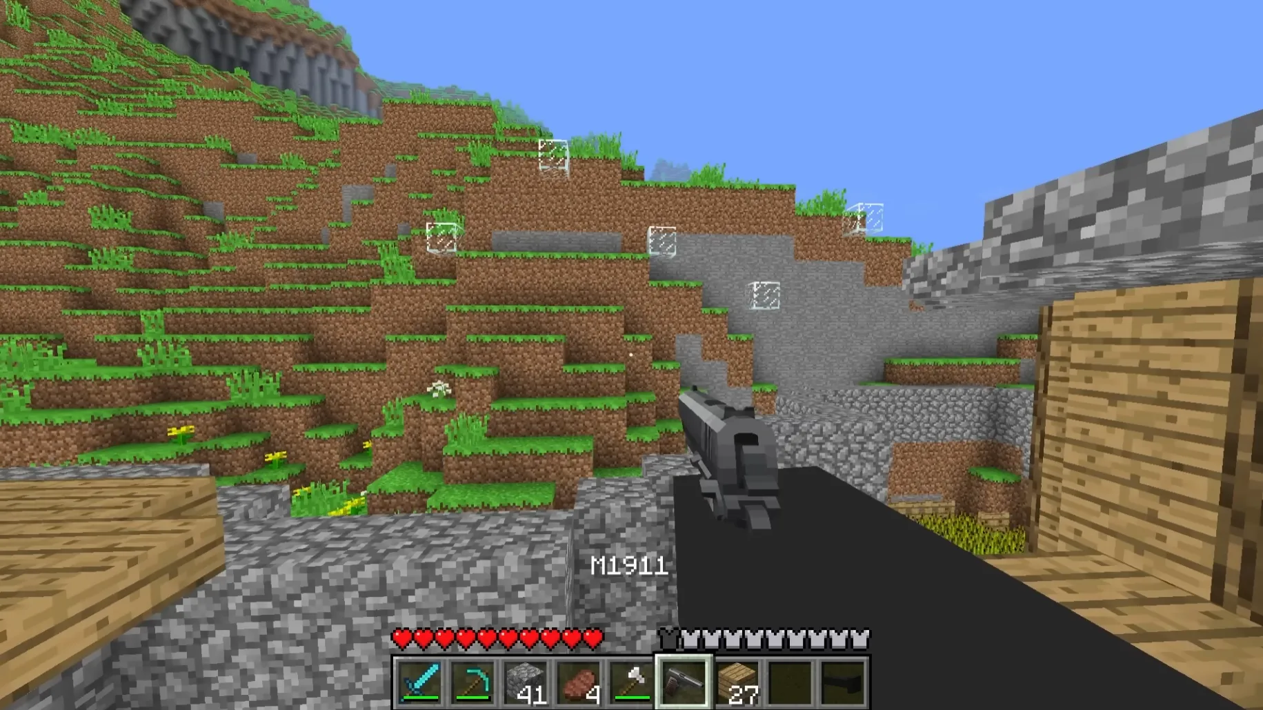 Mob training his aim with a gun, shooting glass outside his house